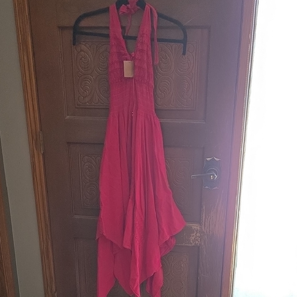 Women’s Halter High-Low Dress in Fuchsia Pink